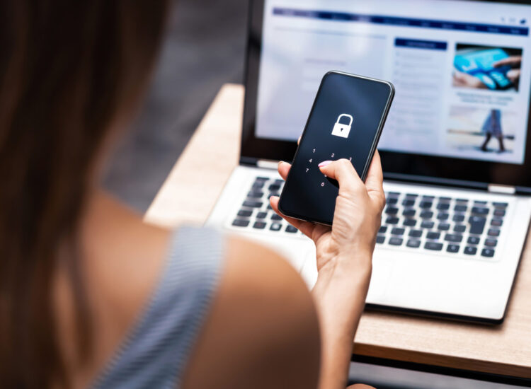Phone lock code. Smartphone protection with 2fa (two factor authentication). Smartphone protection and security with pin number. Encrypted data. Personal online privacy.