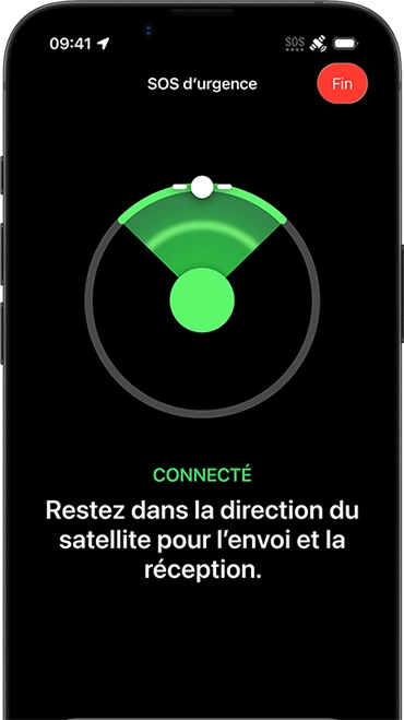 Fonctionnalité Messages par satellite en cours d’utilisation